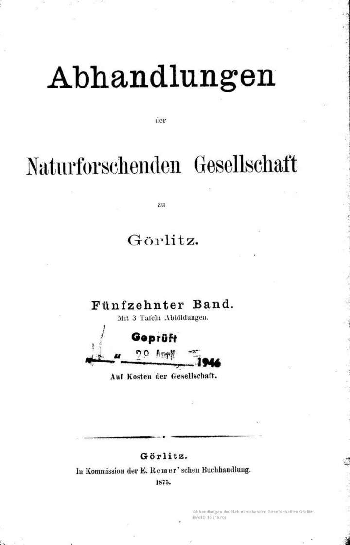 Görlitz Abhandlung Band 15 1875