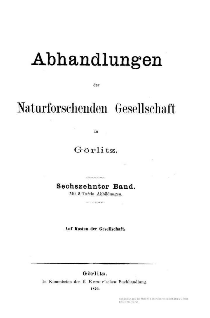 Görlitz Abhandlung Band 16 1879