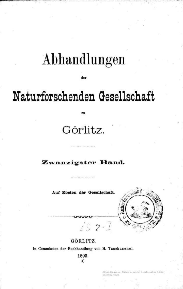 Görlitz Abhandlung Band 20 1893